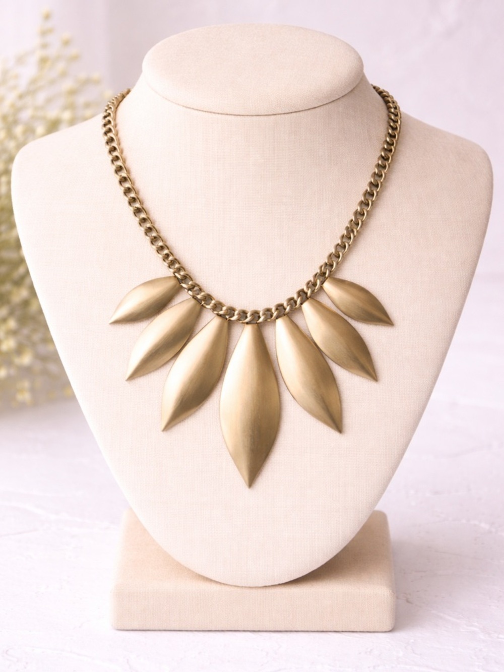 Lane Bryant Brushed Gold Leaf Bib Statement Necklace